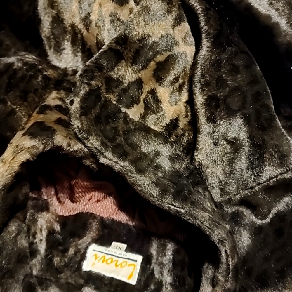 Vintage Lorovi Animal Print Faux Fur Coat XL